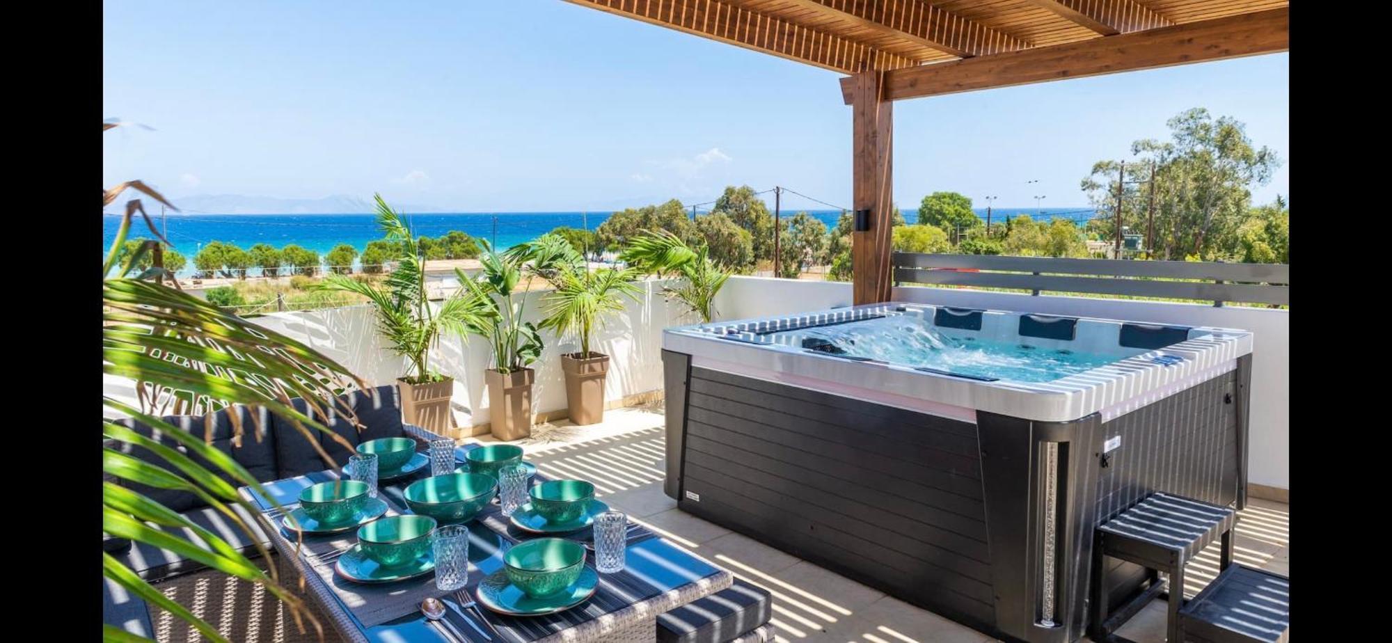 Odyssea Top View & Hot Jacuzzi Front Beach Κρεμαστή Εξωτερικό φωτογραφία